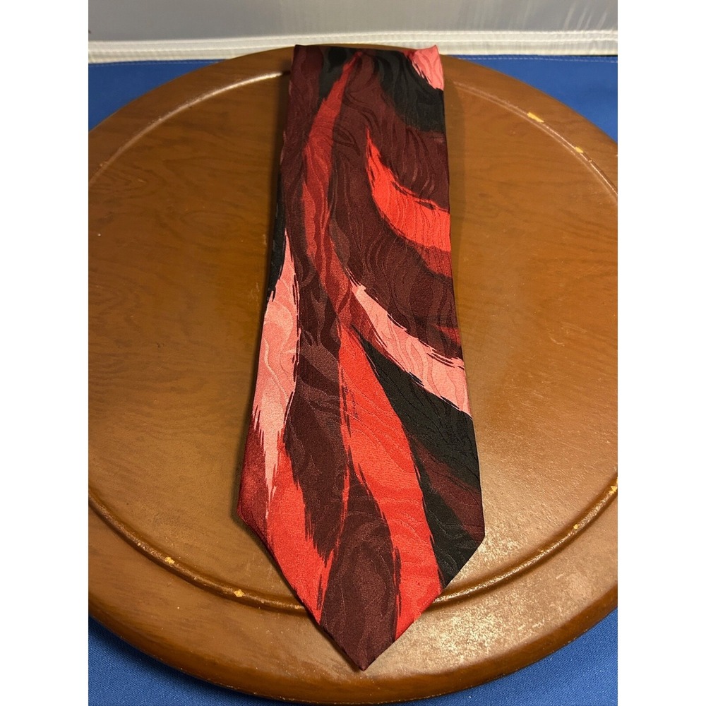 Monterey County-by-the-Sea Red Men's 100% Silk Tie‎ Abstract Necktie